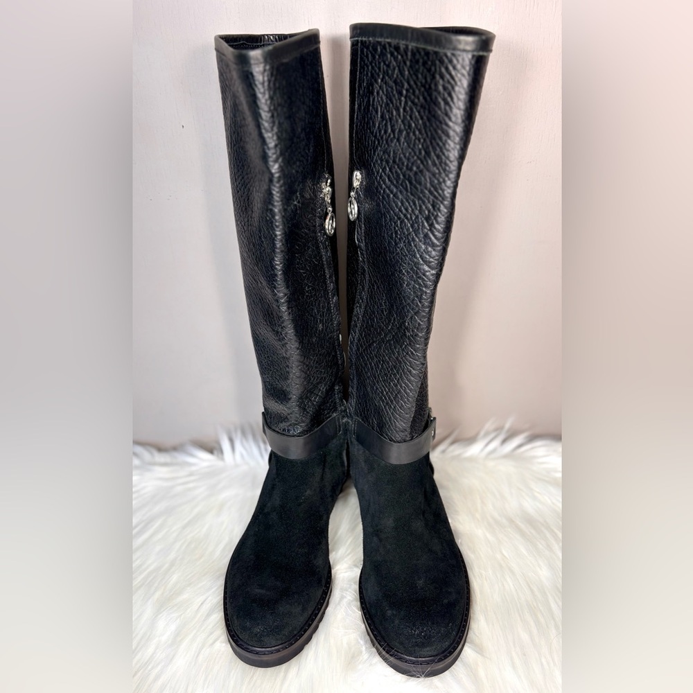 WISHBONE Leather & Suede Moto Boots - Picture 5 of 10